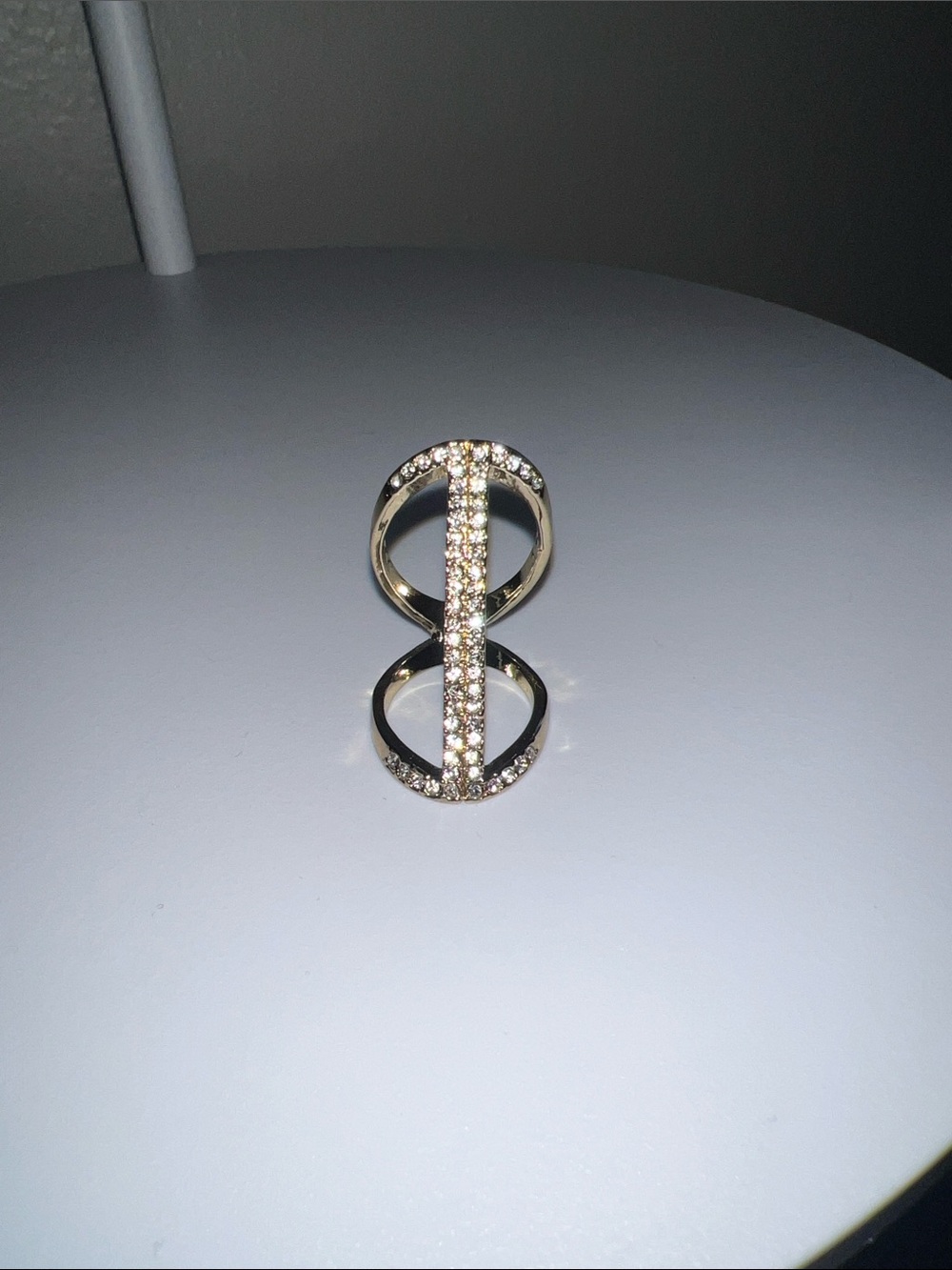 Express Gold-Tone Double Band Crystal Ring